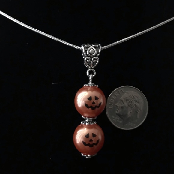 Double Pumpkin Pendant & Pumpkin Leverback Earring - Picture 7 of 7